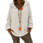 Damen bequemer Strickpullover mit Kapuze und lässigem Schnitt R&B