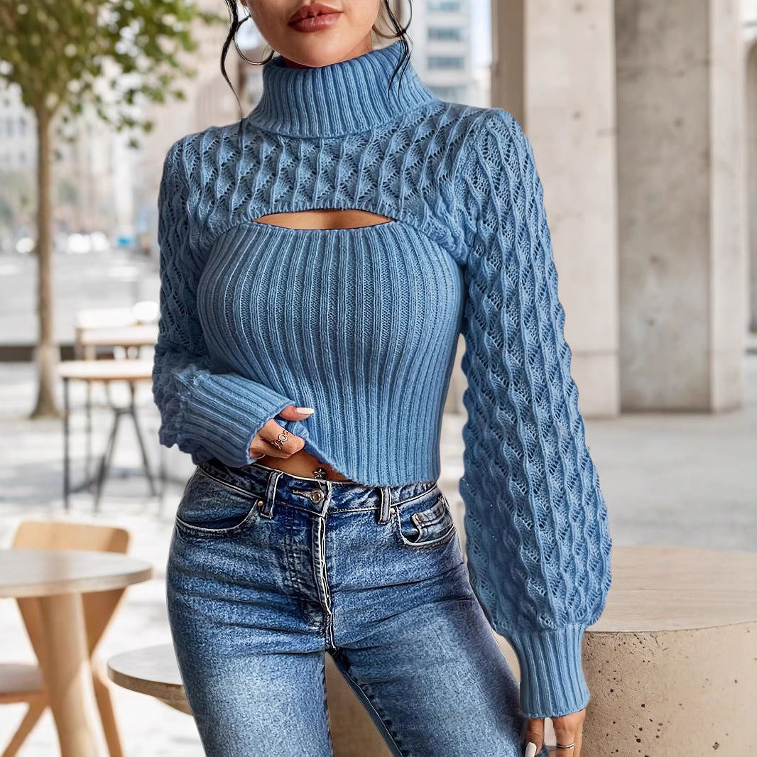 Damen Pullover mit hochgeschlossenem Kragen und Cut-Outs R&B