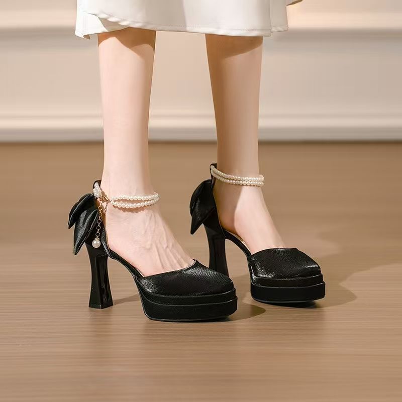 Damen Plateau High Heel Sandalen mit dekorativer Schleifenakzent R&B
