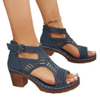 Damen Offene Sandaletten mit modischem Cut-Out Design und komfortablem Blockabsatz R&B