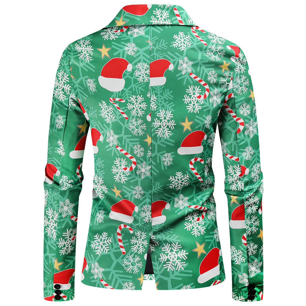 Herren Festlicher Blazer mit weihnachtlichem Motiv und modernem Schnitt R&B