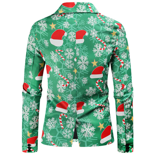 Herren Festlicher Blazer mit weihnachtlichem Motiv und modernem Schnitt R&B