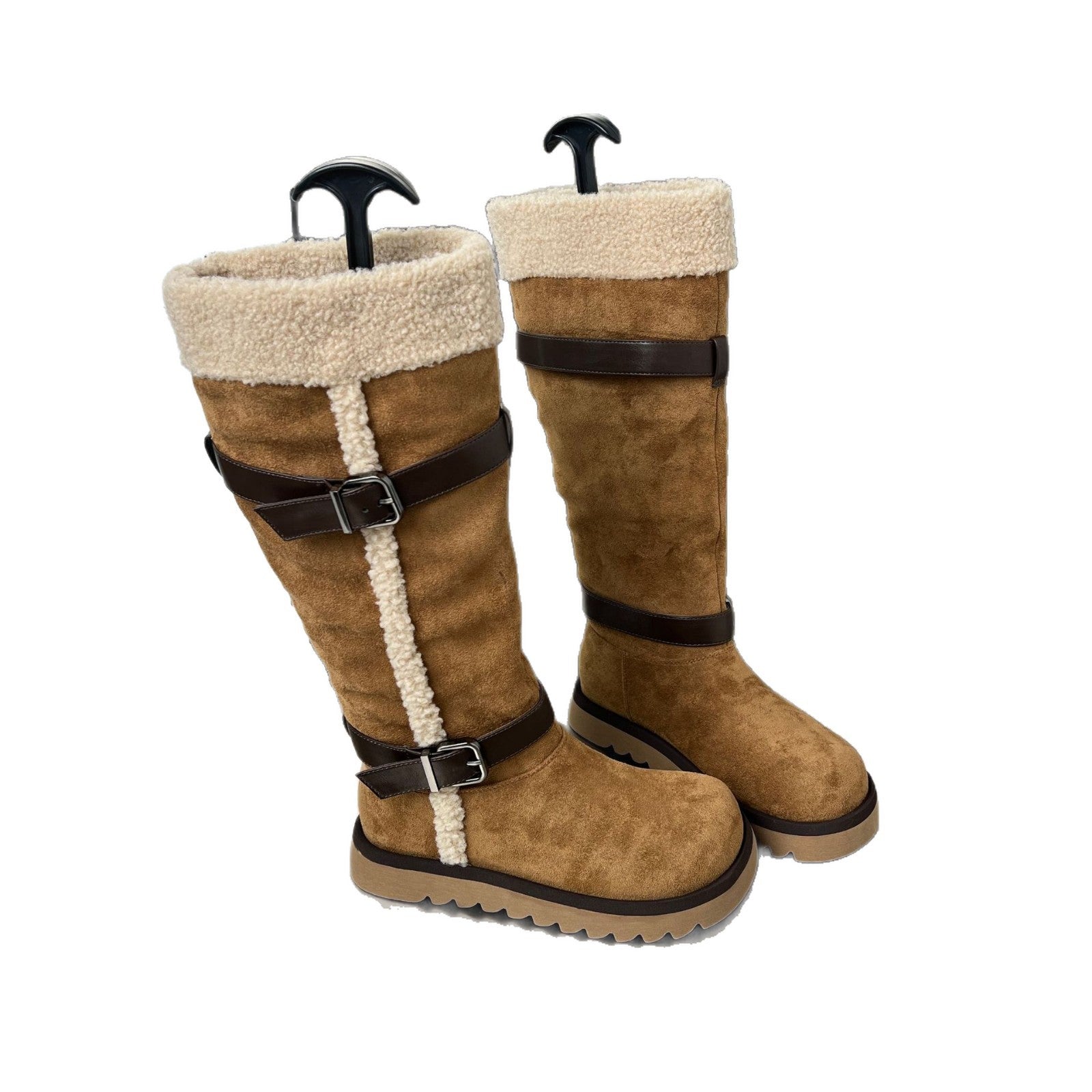 Damen Fleecegefütterte Winterstiefel mit eleganten Riemen und rutschfester Sohle R&B
