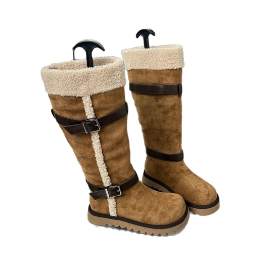 Damen Fleecegefütterte Winterstiefel mit eleganten Riemen und rutschfester Sohle R&B