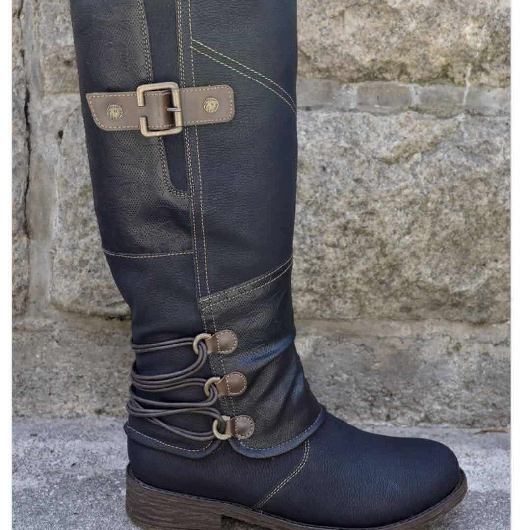 Damen Stiefel mit modischem Riemendesign und robustem Profil R&B