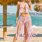 Damen Häkel-Bikini-Set mit fransigen Details R&B