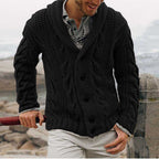 Herren Strickjacke mit aufgewickeltem Kragen und strukturiertem Design