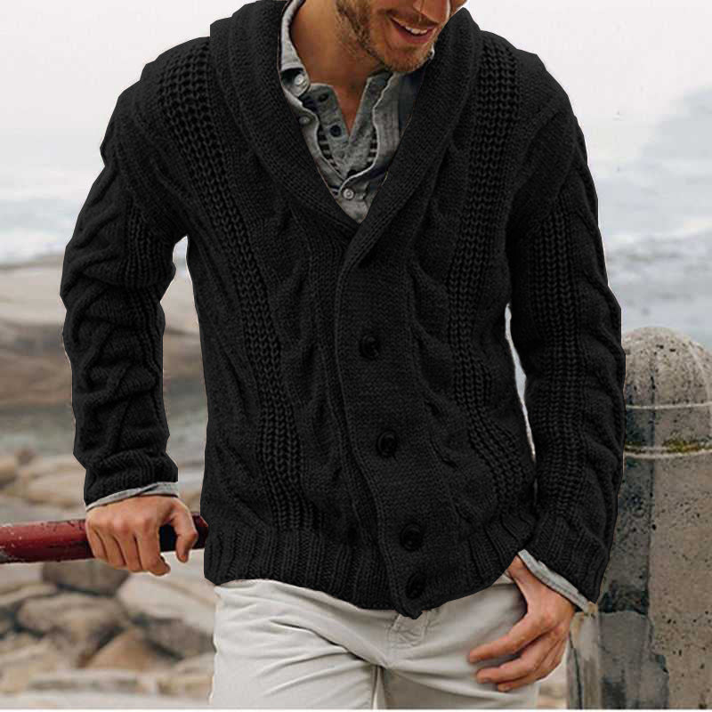 Herren Strickjacke mit aufgewickeltem Kragen und strukturiertem Design