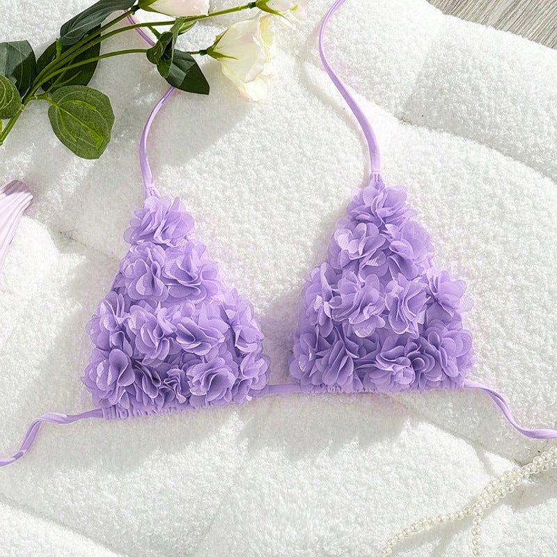 Damen Triangel-Bikinioberteil mit Blumenapplikationen R&B