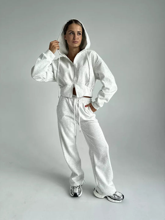 Damen Cropped Hoodie mit Reißverschluss R&B