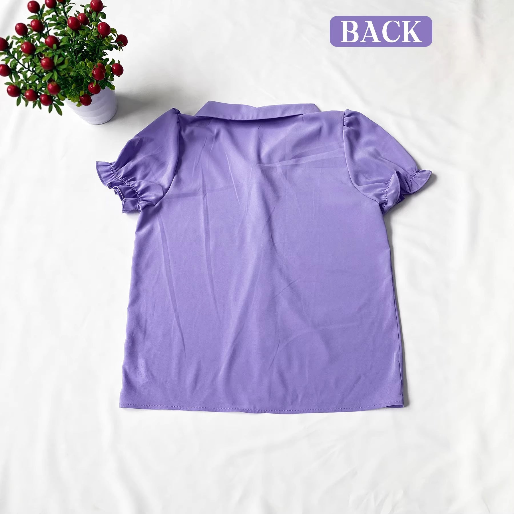Damen Verspielt geschnittene Bluse mit Puffärmeln und Knopfdetails R&B