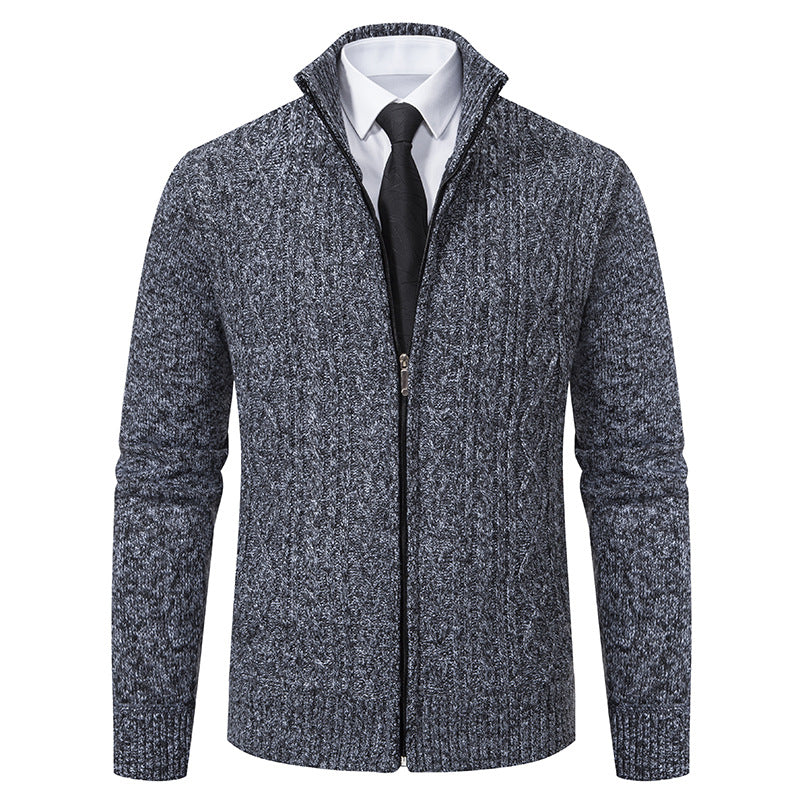 Herren Strickjacke mit Stehkragen und strukturierter Musterung R&B