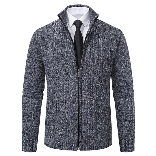 Herren Strickjacke mit Stehkragen und strukturierter Musterung R&B