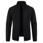 Herren elegante Strickjacke mit hohem Kragen und praktischen Reißverschlusstaschen
