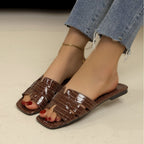 Damen Komfortable Slip-On Sandalen mit trendiger Kroko-Prägung R&B