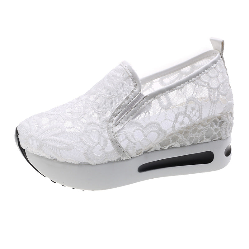 Damen Slip-On Sneakers mit eleganter Spitzenoberfläche und bequemer Dämpfung R&B