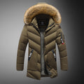 Herren gesteppte Winterjacke mit abnehmbarem Kunstfellkragen und praktischen Taschen R&B