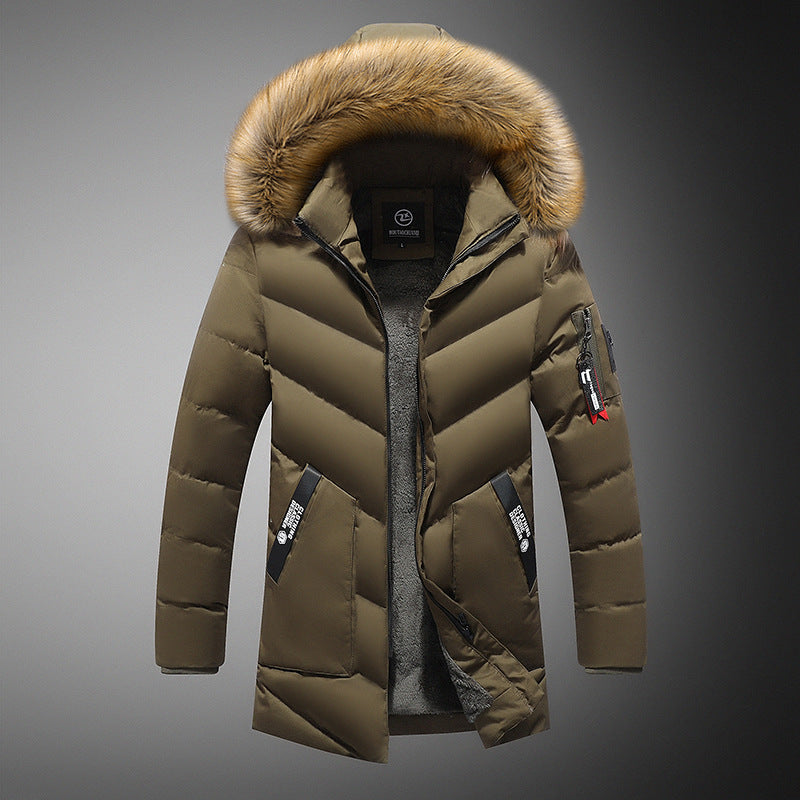 Herren gesteppte Winterjacke mit abnehmbarem Kunstfellkragen und praktischen Taschen R&B