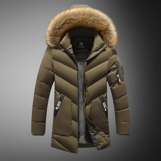 Herren gesteppte Winterjacke mit abnehmbarem Kunstfellkragen und praktischen Taschen R&B