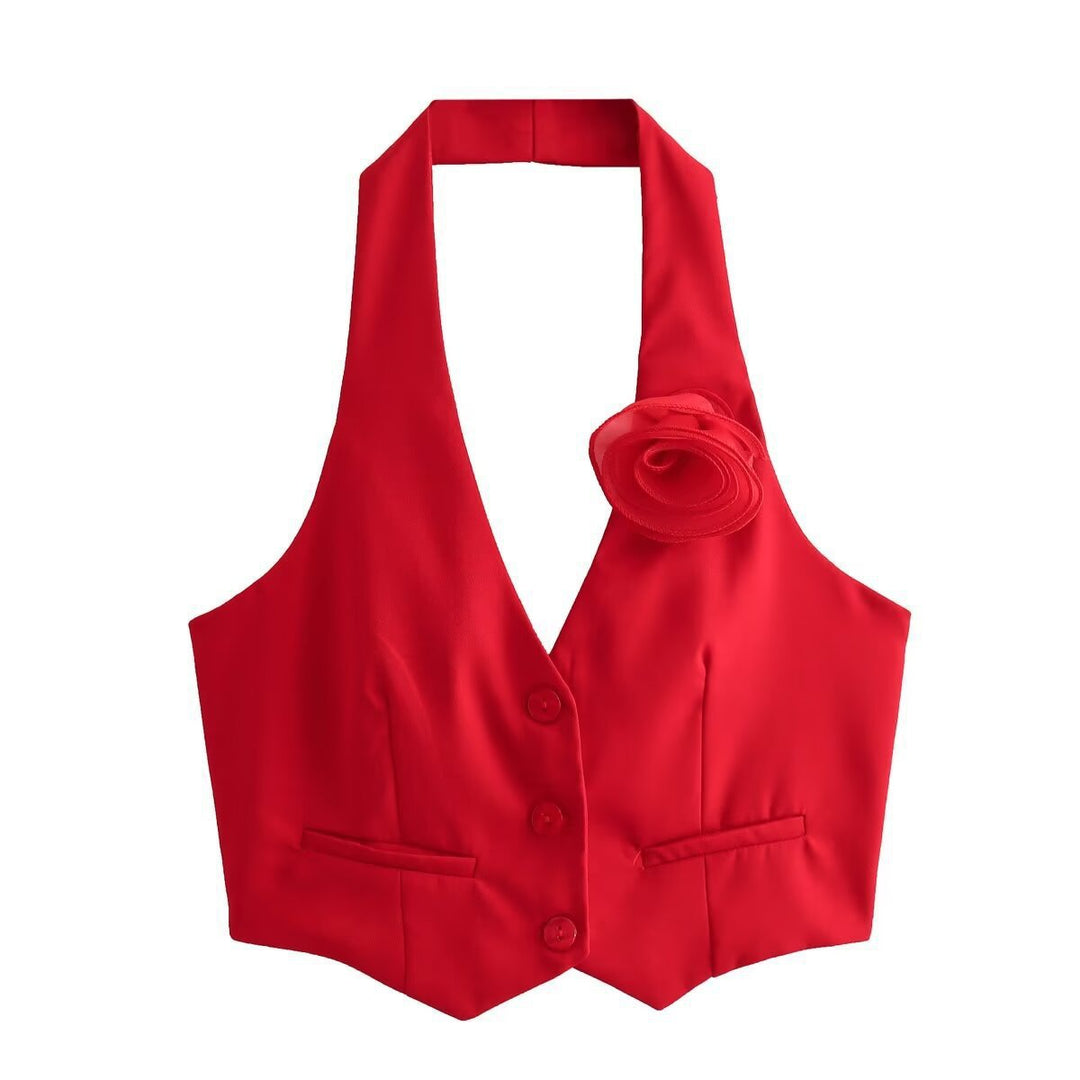 Damen Elegante Weste mit Blütenapplikation R&B