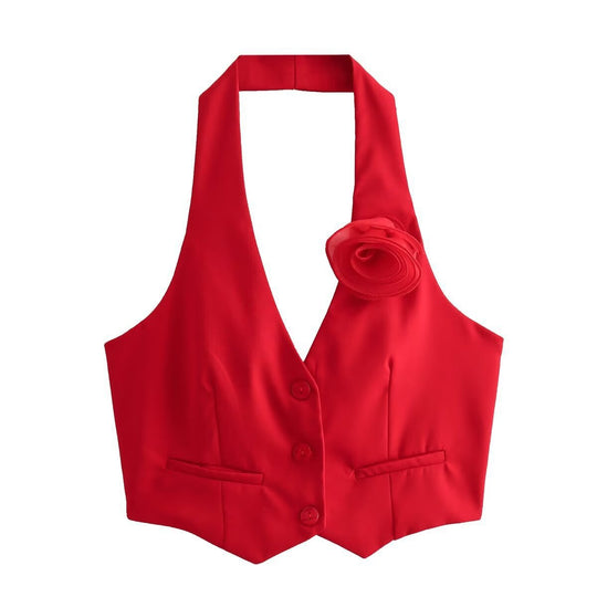 Damen Elegante Weste mit Blütenapplikation R&B