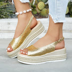 Damen Wedge-Sandaletten mit modischem Krokodesign und komfortablem Fußbett R&B