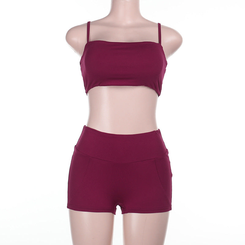 Damen Fitnessoberteil und Shorts-Set R&B