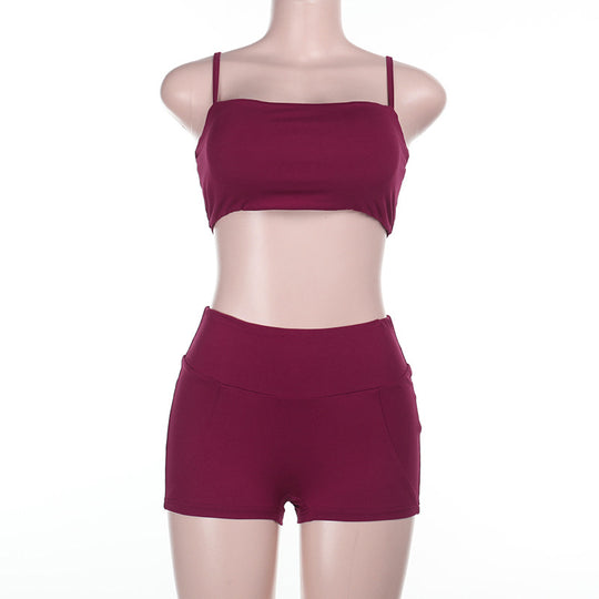 Damen Fitnessoberteil und Shorts-Set R&B