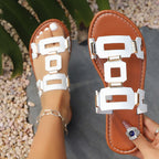 Damen modische Riemensandalen mit geometrischen Metallakzenten R&B