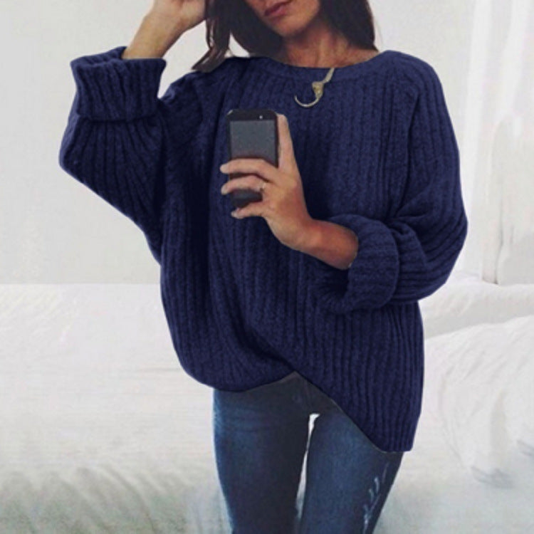 Damen Oversized Strickpullover mit strukturiertem Rippenmuster und lässigem Schnitt R&B