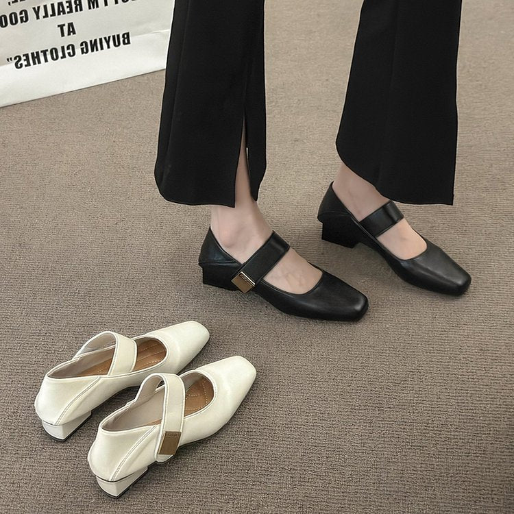 Damen elegante Mary Jane Ballerinas mit modischer Schnalle und komfortablem Fußbett R&B