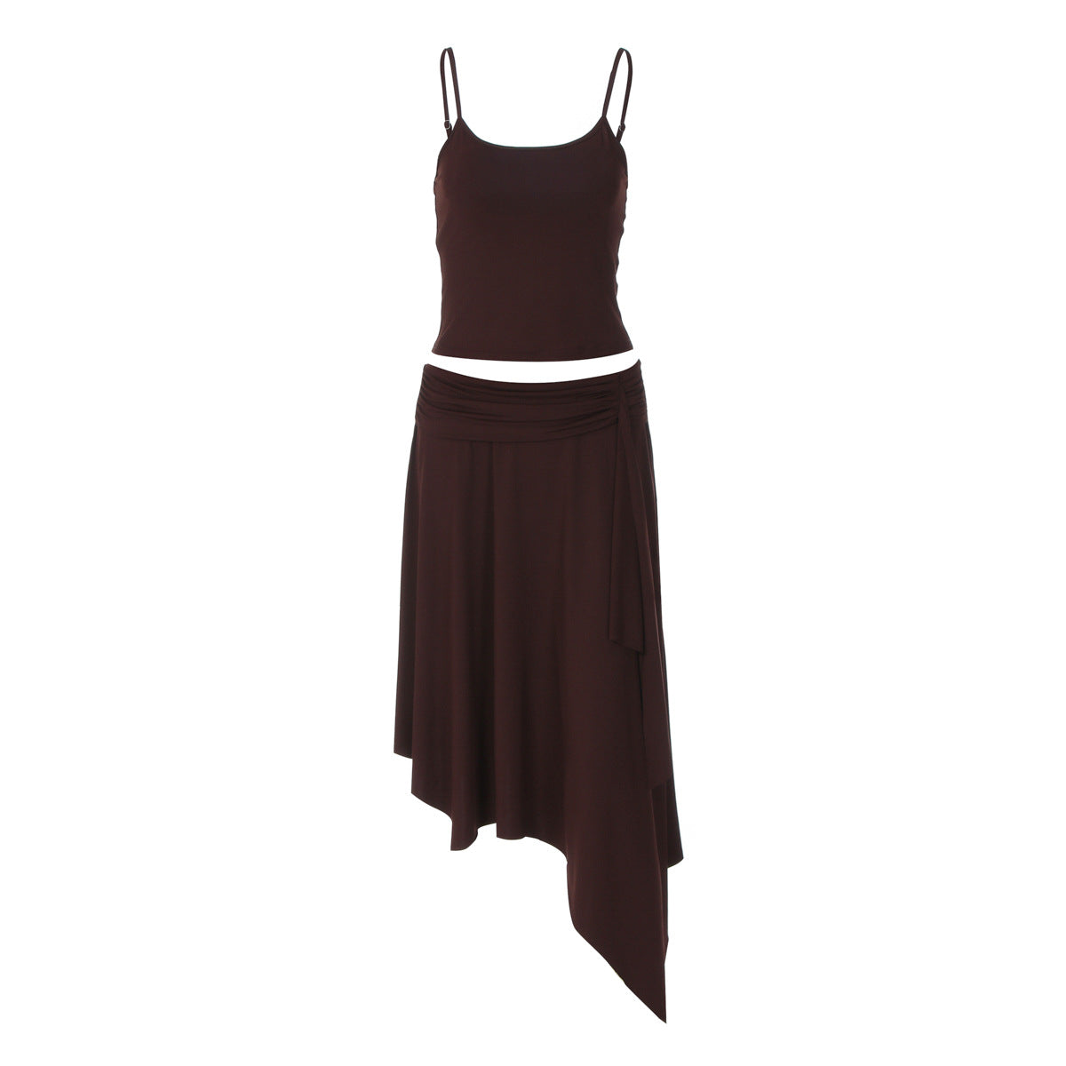 Damen Lässiges Sommerkleid mit asymmetrischem Saum und verstellbaren Trägern R&B