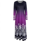 Damen Maxi-Kleid mit farbenfrohem Ombre-Design und floralen Verzierungen R&B