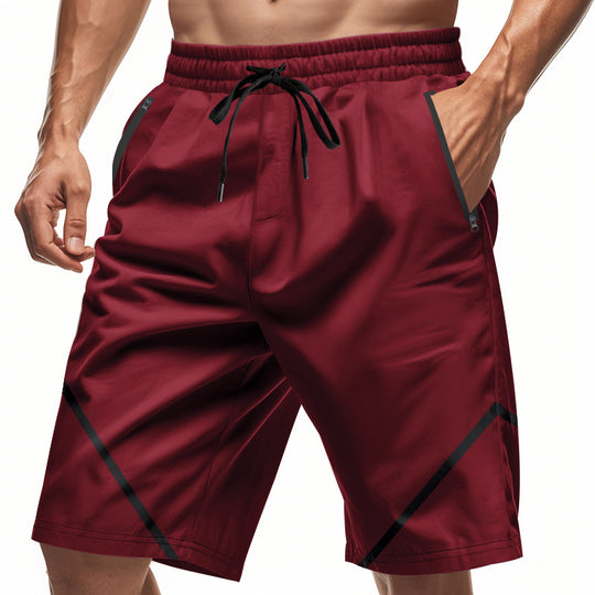 Herren nan atmungsaktive Trainingsshorts mit Reißverschlusstaschen und elastischem Tunnelzugbund R&B
