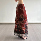 Damen Maxirock mit floralen Mustern und transparenter Spitze R&B
