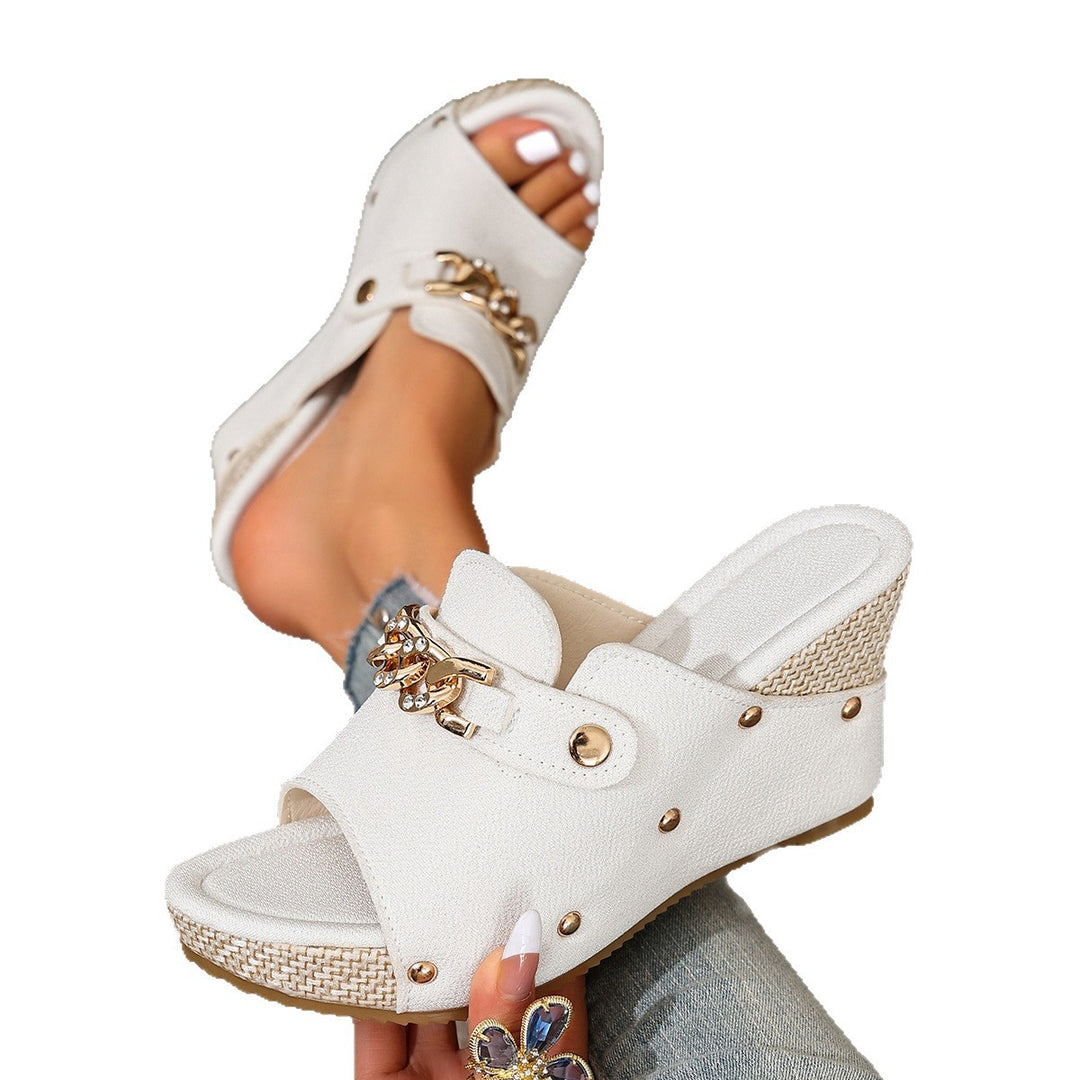 Damen Wedge-Pantoletten mit modischen Schmuckdetails R&B