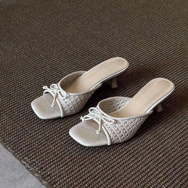 Damen modische Mules mit elegantem Schleifen-Design und komfortablem Absatz R&B
