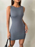 Damen Figurbetontes Strickkleid mit Rundhalsausschnitt R&B