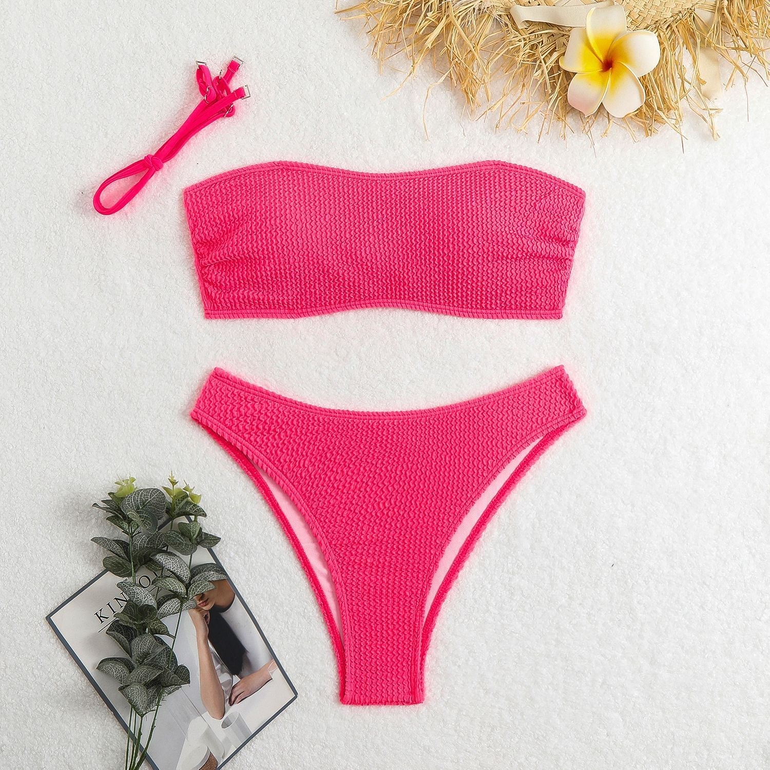 Damen Bandeau-Bikini-Set mit strukturiertem Oberteil und klassischem Schnitt R&B