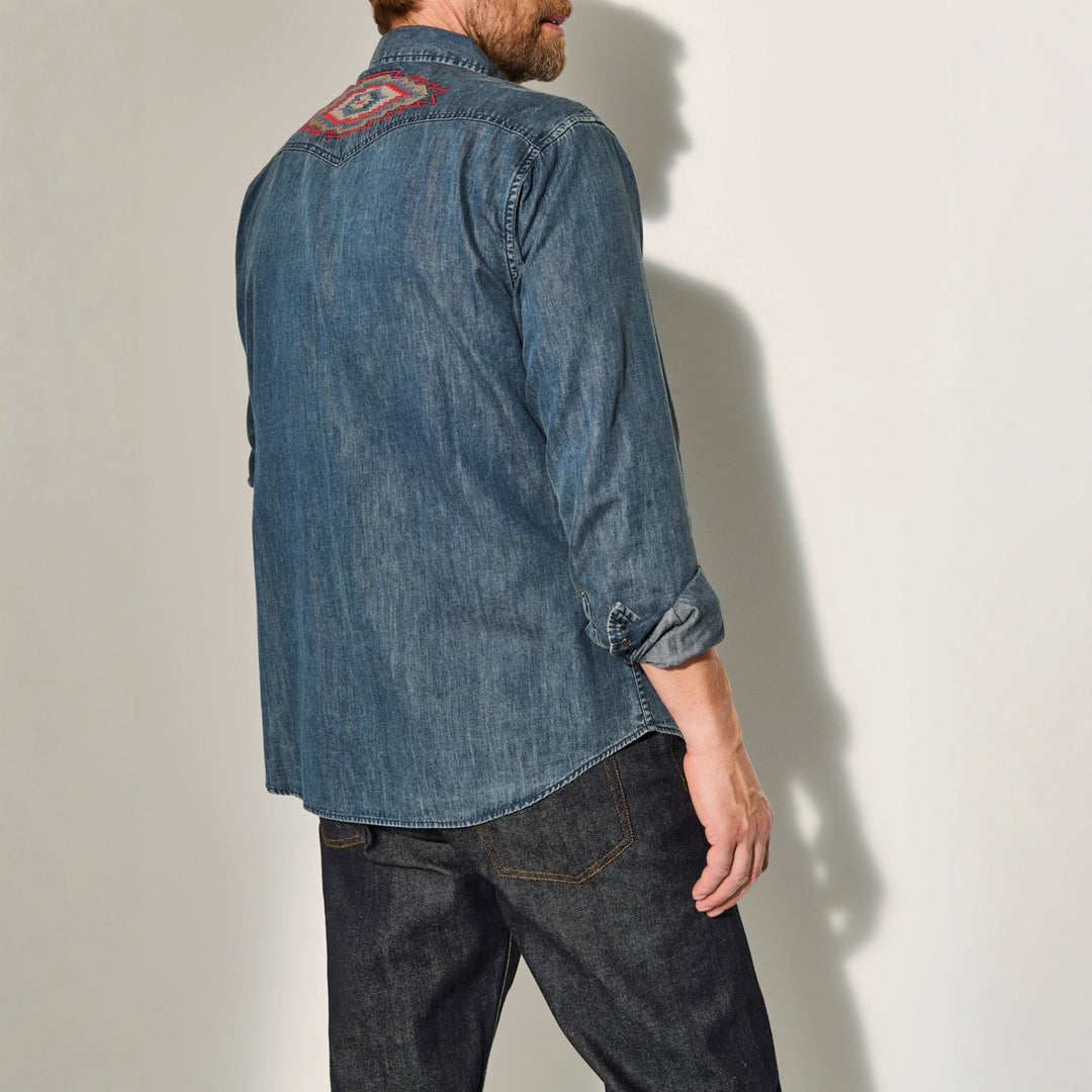 Herren Jeanshemden mit attraktivem Stickdesign R&B