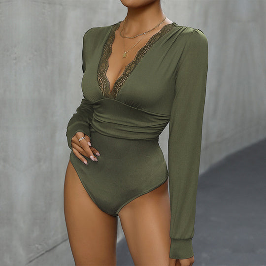 Damen Body mit elegantem Spitzenbesatz und figurumspielendem Schnitt R&B