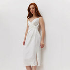 Damen elegantes Wickelkleid mit verstellbaren Trägern und schickem Frontschlitz R&B