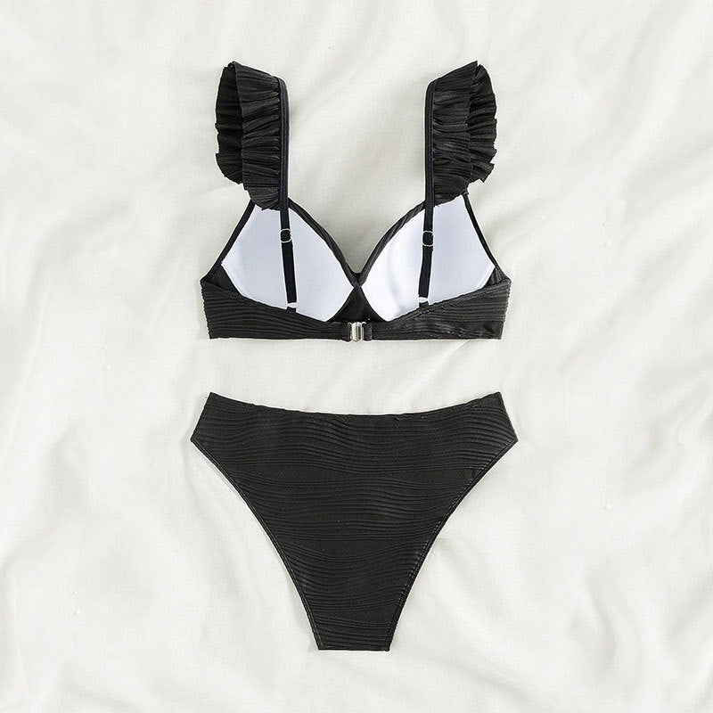 Damen Hoch tailliertes Badeanzug-Set mit raffinierten Rüschendetails R&B