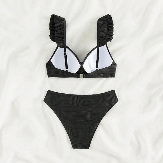 Damen Hoch tailliertes Badeanzug-Set mit raffinierten Rüschendetails R&B