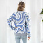 Damen lässiger Pullover mit einzigartigem Wellenmuster R&B