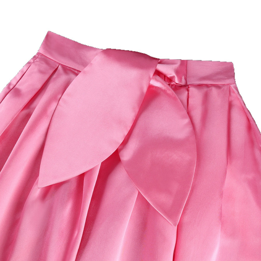 Damen Eleganter Satin-Rock mit breitem Bund und Schärpen-Detail R&B