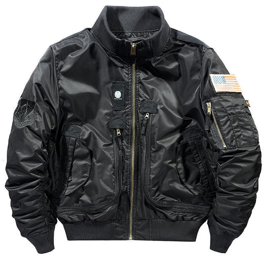 Herren stylische Bomberjacke mit vielseitigen Taschen R&B