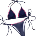 Damen Triangel-Bikini mit floralen Akzenten und verstellbaren Trägern R&B