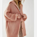 Damen Grobstrickjacke mit weiten Ärmeln und Kapuze R&B