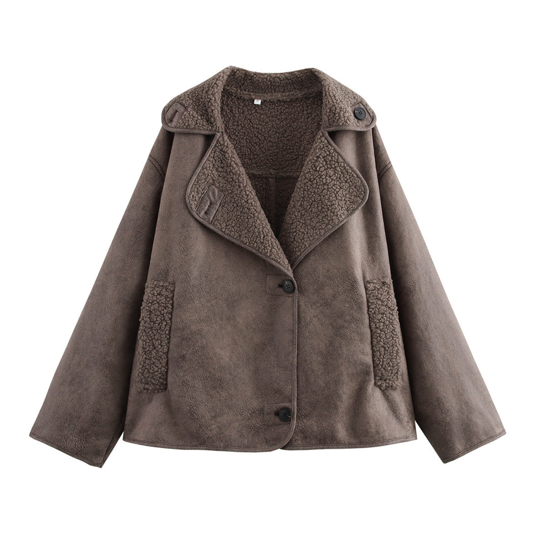 Damen kuschelige Übergangsjacke mit hohem Kragen R&B
